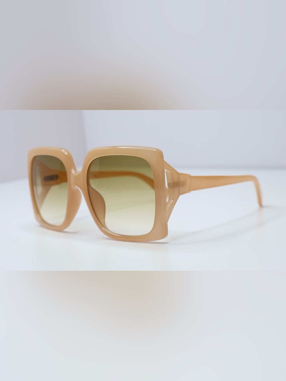 Neutral Beige Oversized Square Women's Sunglasses